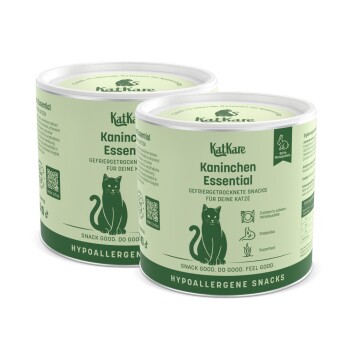 KatKare Kaninchen Essential hypoallergene gefriergetrocknete Kaninchensnacks für Katzen mit Probiotika und Superfood, 98% Monoprotein.