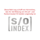 Weißer Hintergrund, roter deutscher Text über Vorbeugung von Struvit- und Kalziumoxalatkristallen; graues ‚[s/o] INDEX‘-Logo.