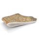 Ein großes, flaches Hundekauprodukt aus natürlichem Knochen, mit einer braun-weißen Farbe und einer glatten Oberfläche.