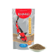 Premium Koi-Futterpaket mit der Aufschrift "KI-JA-KO WHEATGERM" in 3mm Größe, mit einer Grafik eines Koi-Fisches und einer Schüssel Futter daneben.