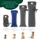 Vier ROMNEYS-Apportierpuppen (100 g, 200 g, 250 g, 500 g) mit Hunden darunter; deutsche Überschrift: 'Verschiedene Gewichte...'