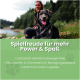 Eine Tüte ALPHAZOO Spielfreude Hundetabletten mit "Agility und kraftvolle Bewegung" und Ansprüchen an Kraft, lokale Produktion und natürliche Zutaten.