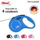 Laisse rétractable bleue pour chien de Flexi, disponible en quatre couleurs. Le texte inclut "NEW CLASSIC" et "MADE IN GERMANY."