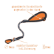 Hundeleine mit gepolstertem Griff, stabilem Karabiner, 12 mm Dicke, 55 cm Länge, auf einem orangefarbenen Hintergrund mit deutschem Text.
