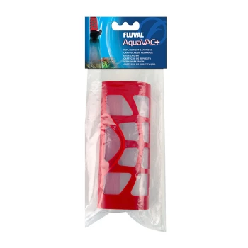 Aqua-VAC+ Ersatzfilterpatrone Rote Ersatzpatrone für Fluval AquaVAC+, verpackt in klarem Plastik, mit Netzdesign und Produktinformationen auf dem Etikett.
