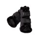 Schwarze Haustier-Stiefel mit weichem Futter und verstellbaren Riemen, entworfen für Komfort und Schutz.