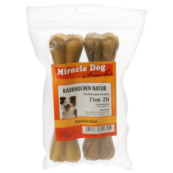 Packung Miracle Dog Snacks natürliche Kauknochen für Hunde, 21 cm, 2 Stück, Rindergeschmack.