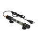 Unterwasser-Aquariumheizer mit einstellbaren Temperatureinstellungen, schwarzem und transparentem Design sowie Stromkabel.