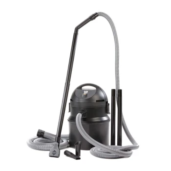 PondoMatic Teichsauger Schwarzer Haustiersauger mit flexiblem Schlauch, mehreren Aufsätzen und einem runden Behälterdesign, ideal zur Entfernung von Tierhaaren.