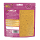 Rückseite einer Lily's Kitchen Hundefutterverpackung, die "Leckere Enten- und Wildschweinwürstchen" mit Zutaten- und Nährwertinformationen zeigt.