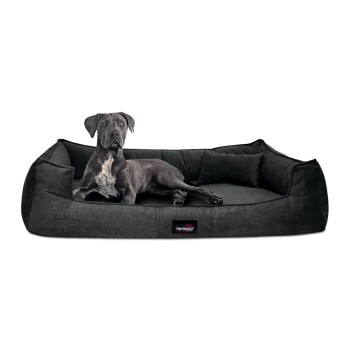 Tierlando ® BRUCE VELOURS Orthopädisches Hundebett Soft schwarz 1,3 m, 25 cm, 1 m