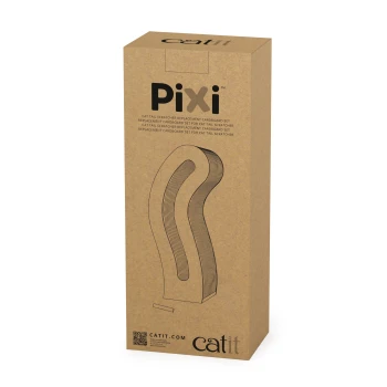 Set de remplacement en carton pour le grattoir à queue de chat Catit Pixi, présentant un design ondulé et le texte "Pixi" sur une boîte marron.