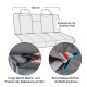 Illustration einer Autositzabdeckung (139 cm) mit Kurgo Bench Beans™ für Sicherheit und Reißverschlussöffnungen für Sicherheitsgurte.