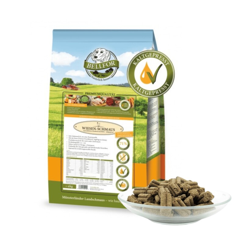 Bellfor Trockenfutter für Hunde mit Huhn - Wiesen-Schmaus - 4 kg