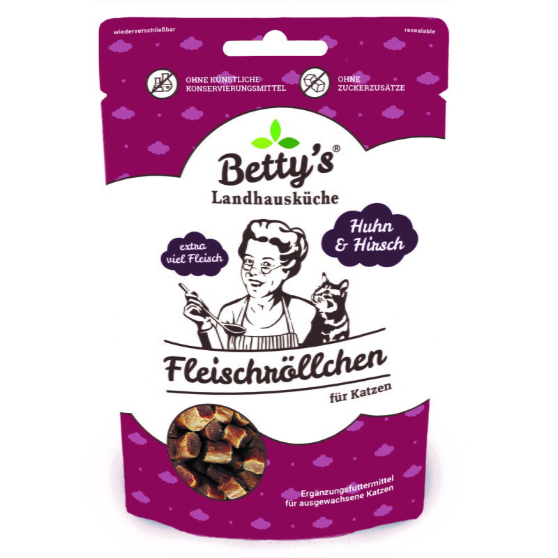 Betty's Landhausküche Betty´s Landhausküche Katze Fleischröllchen Huhn und Hirsch 10x50g