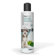 Flasche REAVET Neemöl Shampoo für Hunde, mit einem lächelnden sibirischen Husky, mit dem Hinweis auf pH 7.0 und 250ml Volumen.