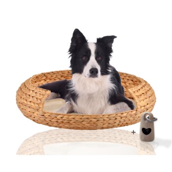 ® runder Hundekorb aus geflochtener Wasserhyazinthe, Hundesofa für kleine, mittelgroße und große Hunde