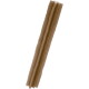 Long brown dog chew stick with three longitudinal grooves on a black background
