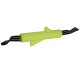 Felgroen hondenspeelgoed in de vorm van een stok, met een textuur grip en een zwarte band met groene strepen voor gemakkelijke hantering.