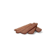 Four rectangular strips of pet treat, brown in color, arranged on a white background.