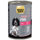 Select Gold Junior Pure Hundefutterdose mit schwarz-weißem Hundebild, Pferdegeschmack, 70 % Pferdefleisch, getreidefreie Rezeptur.