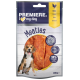 PREMIERA. Opakowanie przysmaków dla psów I ♥ my dog Meaties z kurczakiem, pokazujące plasterki mięsa, '96% Fleisch, Huhn/Poulet/Pollo/Chicken', 90 g.