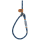 A stylish blue dog leash made of durable fabric with a leather attachment, featuring a woven design and metal clip.