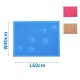 Blaues Haustiermatte mit Pfotenabdruckdesign, misst 60 cm x 40 cm, mit angezeigten Farboptionen: rosa und beige.