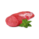 Frisches rohes Rindersteak mit einem Zweig grüner Oregano auf weißem Hintergrund.