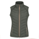 Ärmellose olivgrüne Steppweste mit hohem Kragen und Reißverschluss, mit zwei Seitentaschen und einem stilvollen Design.