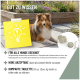 Eine Collage mit einer Person, die eine Katze hält, einer Person, die einen Hund streichelt, und einer Person mit einem Pferd, mit dem Text "NATURPRODUKTE" und einem Slogan.
