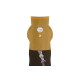 Eine braun-gelbe Hundejacke mit einem Ruffwear-Logo und einem Metallclip zur Leinenbefestigung, entworfen für den Außeneinsatz.