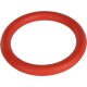 Roter Gummihundespielring, kreisförmige Form, glatte Oberfläche, ideal zum Apportieren und Kauen.