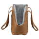 Tasche für Haustiere mit weichem grauem Innenraum und zwei langen Griffen, entworfen für Komfort und Bequemlichkeit.