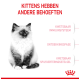Donzig kitten links; Nederlandse kop 'Kittens have different needs'; zijlabels: immuunsysteem, spijsvertering, ontdekking; rood logo.