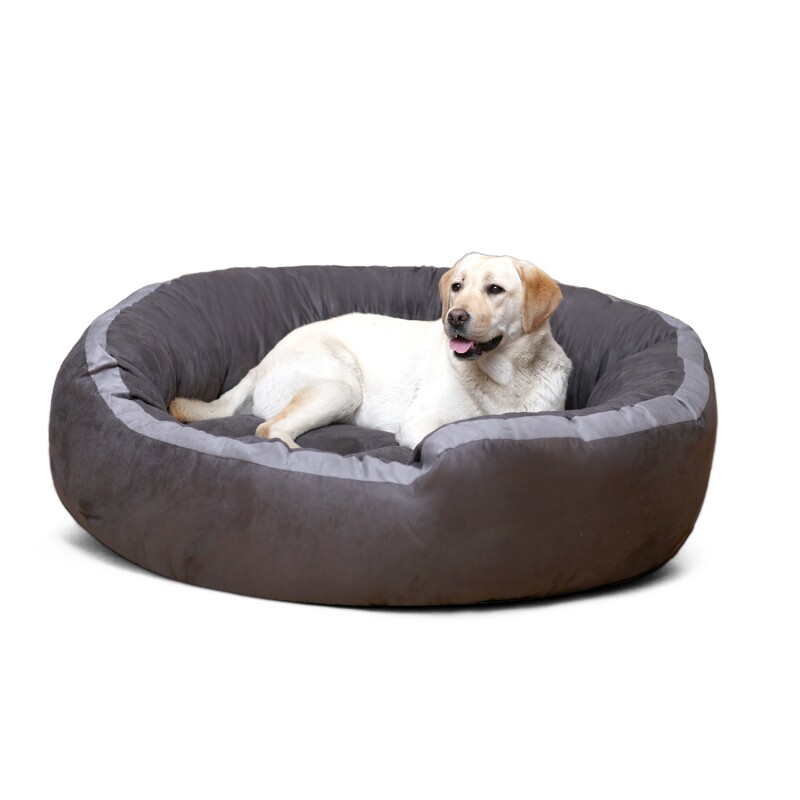 Tierlando LANA Hundebett Hundesofa M L XL Velours MEGA DICK SUPERWEICH schwarz/ graphit 80 cm, 25 cm, 70 cm
