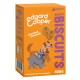 Biscuits Edgard Cooper Bravo pour chiens, présentant un chien joueur et un chat sur une boîte orange, avec le texte "Crunch Crunch" et l'étiquette "Poulet."