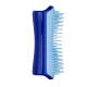 Blauer Tierpflegekamm mit strukturiertem Griff und kleinen Tierdesigns, entwickelt zum Entwirren von Fell.