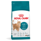 Royal Canin 11+ kattenvoer zak voor senior katten, met een ginger kat en voordelen zoals nieren, huid, spijsvertering en immuniteit.