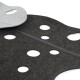 Grau-schwarze Haustiermatte mit mehreren runden Ausschnitten, entworfen für Komfort und Belüftung.