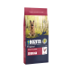 Hundefutterbeutel mit einem Deutschen Schäferhund in einer Waldumgebung, beschriftet mit 'BOZITA Original Adult Classic', 12 kg, mit 23% Protein und 11% Fett.