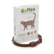 GoFlex-Hüft- und Gelenkmobilitätskragen für Katzen, mit einem geflochtenen braunen Design und Verpackung, die wichtige Vorteile und Inhaltsstoffe hervorhebt.