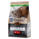Eine Tüte Nutri QM Tastyness² Katzenfutter mit einer grauen Katze auf der Vorderseite, mit Text, der 75 % Fleisch, 25 % Gemüse und 0 % Getreide hervorhebt.