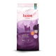 Lila Beutel von Husse Super Premium Hundefutter mit der Aufschrift 'Sterilisiert', mit einem Hundesymbol, mit 28 % Protein und 81 % tierischem Protein.