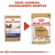 Vergleich von zwei Royal Canin Chihuahua Hundefutterpackungen, zeigt eine Hundillustration und den Text "NEUES AUSSEHEN, UNVERÄNDERTE REZEPTUR."