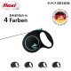 Schwarze flexi ausziehbare Hundeleine mit türkisfarbenen Akzenten, erhältlich in vier Farben, mit dem Logo 'Original flexi Quality.'