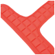 Close-up of a red padded dog harness with quilted texture, designed for comfort and support.