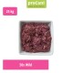 Verpacktes rohes Wildfleisch-Hundefutter, beschriftet mit "proCani buy nature" vor einer malerischen Kulisse, mit dem Text "Wildfleisch pur" und einem "50x"-Abzeichen.