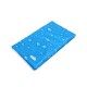 Blaue Kühlmatte für Haustiere mit einem Wassertropfen-Design, mit dem Markennamen "nobicea" in der unteren Ecke.