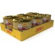 Packung mit 12 Dosen JosiCat Finest Mousse Nassfutter für Katzen mit Rindergeschmack, je 85g, in gelber Tray-Verpackung.